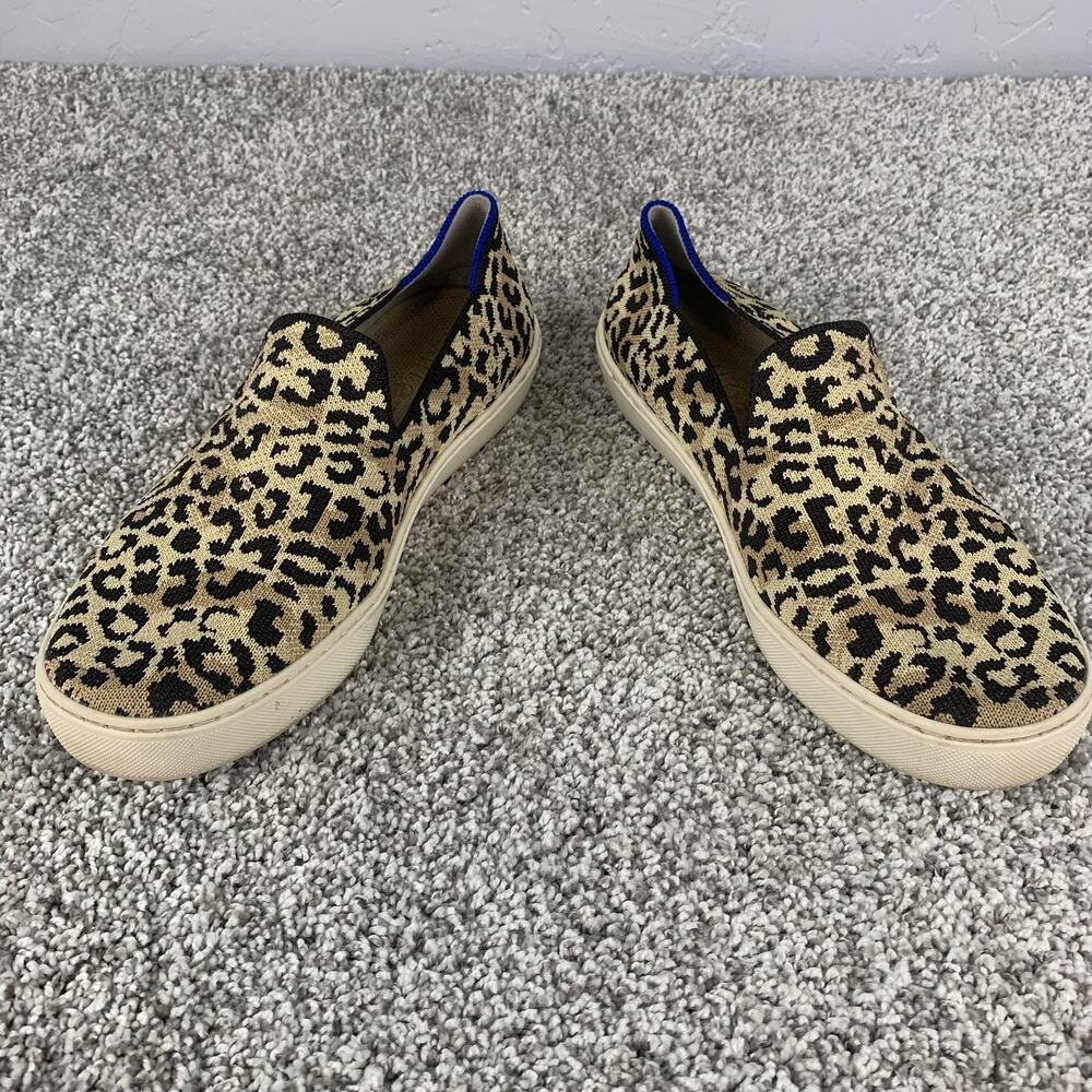 Rothy's The Sneaker Shoes Womens Size 10 Beige Leopard Print Slip On Flats